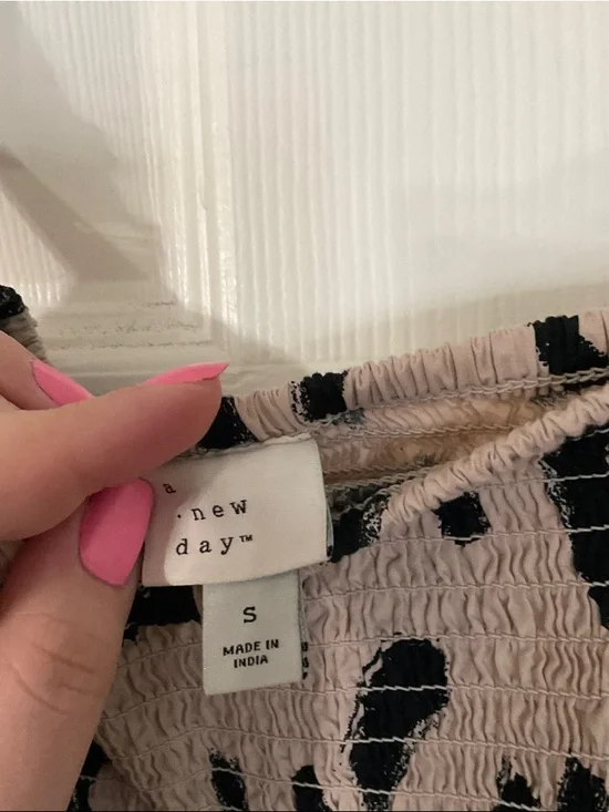 a new day Beige-Pink Dress with Black Print - Picture 2 of 5